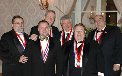 James G. Rhoads, III, CEC, AAC, Dale L. Miller, CMC, AAC, Ferdinand E. Metz, CMC, AAC, HOF, Bert P. Cutino, CEC, AAC, HBOT, HOF, Fritz Sonnenschmidt, CMC, AAC, and National Chair Thomas J. Macrina, CEC, CCA, AAC