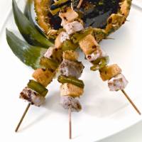 Photo of Brine-Cured 
Pork Kabobs with Jalapeños and Pineapple
